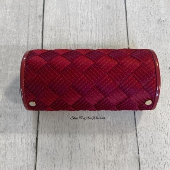 Cole Haan rare ruby satin basketweave oval clutch *shop@iamwarrior